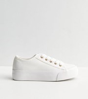 New Look White Canvas Flatform Trainers